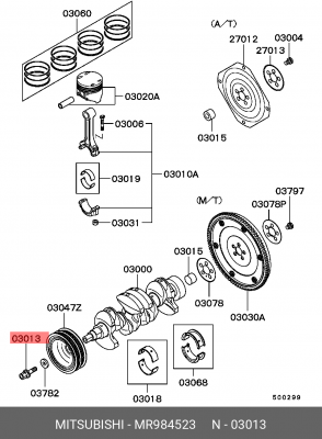 Болт MITSUBISHI Colt (05-12),Lancer (00-) шкива коленвала OE MR984523 MITSUBISHI