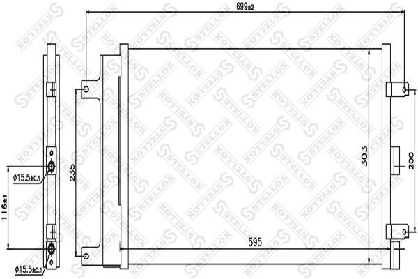 радиатор кондиционера!\ Fiat Doblo 1.4i 8V 05> 10-45619-SX STELLOX