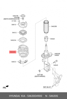 Пружина передняя левая 54630-D4900 54630D4900 HYUNDAI KIA