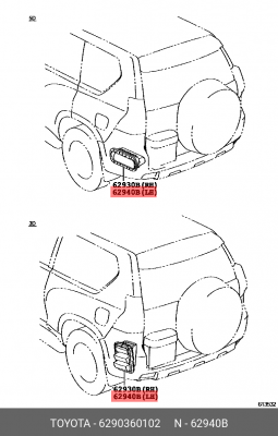 решетка вентиляционная багажника левая!\ Toyota 4Runner/Land Cruiser Prado 09> 62903-60102 TOYOTA