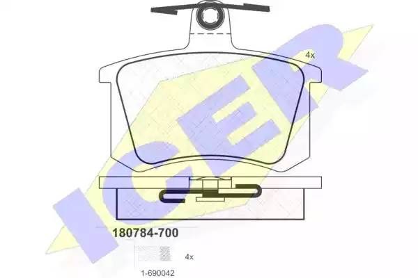 180784-700 колодки дисковые задние !\ Audi 80/90/100/A4/A6/A8 <98 180784700 ICER
