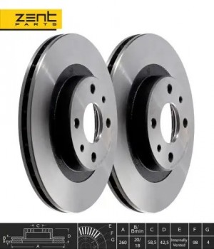 Диск тормозной передний R 14'' Lada 110/111/112 1.5 95> Z05978 ZENTPARTS