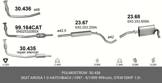 Труба глушителя приёмная 30.436 POLMOSTROW