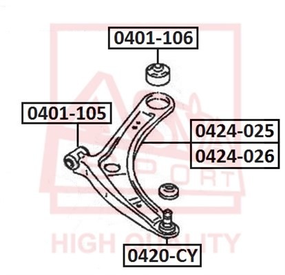 Сайлентблок, рычаг независимой подвески колеса 0401106 0401-106 ASVA