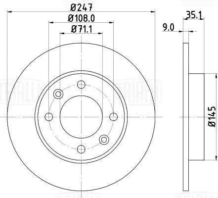 Диск торм. Peugeot 307 (00-)/Partner (96-)/Citroen C3 (02-)/C4 (04-) зад. d=247  DF 190508 TRIALLI