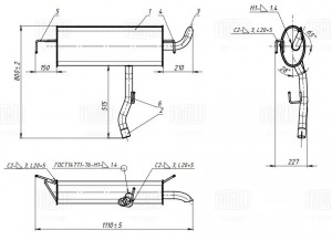 Глушитель Nissan Qashqai (06-) 2.0i осн. (алюм. сталь) (EMM 0206) EMM 0206 TRIALLI
