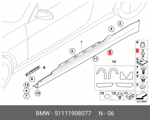 Клипса BMW 3 (E30,E36,E46) бампера переднего OE 51 11 1 908 077 BMW