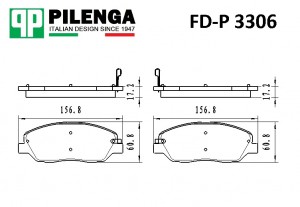 Колодки тормозные дисковые передние HYUNDAI/KIA HYUNDAI SANTA FE  KIA SORENTO FD FDP3306 PILENGA