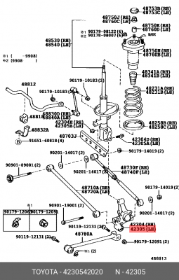 Кулак  задней подвески левый 42305-42020 42305-42020 TOYOTA