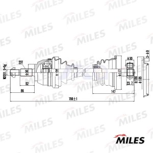 Привод в сборе левый RENAULT LAGUNA I 1.6-2.0 97-01 (GKN 303549) GC01109 GC01109 MILES
