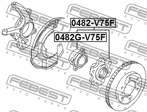 Ступица передняя MITSUBISHI PAJERO IV/MONTERO V87W/V97W 2006- 0482G-V75F 0482G-V75F FEBEST