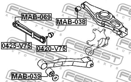 Рычаг задн подвески MITSUBISHI PAJERO 00-06 0425-V75 0425-V75 FEBEST