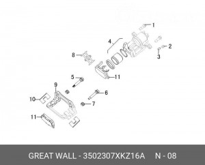 Пружина GREAT WALL Hover H6 колодок тормозных задних OE 3502307XKZ16A GREAT WALL