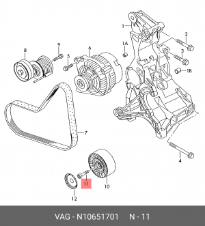 болт! ролика приводного ремня\ Audi A6 2.0TDi 04> N 106 517 01 VAG