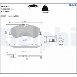 Колодки передние FORD TRANSIT CUSTOM 2.2TDCi 12/12- LP2661 LP2661 DELPHI
