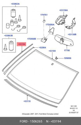 Молдинг лобового стекла Lh Mon'08- FORD 1 506 265 FORD