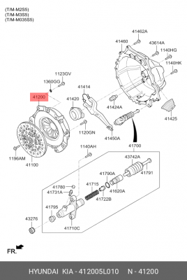 Корзина сцепления HYUNDAI HD78,БОГДАН дв.D4GA (T60S5) OE 412005L010 HYUNDAI KIA