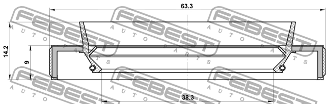 САЛЬНИК КОРОБКИ СКОРОСТЕЙ 38.3X63.3X9X14.2 95HBY-40630914L 95HBY-40630914L FEBEST