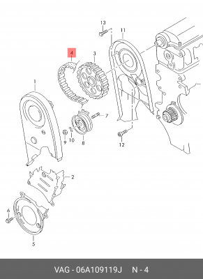 Ремень ГРМ VW Bora,Golf,Passat,T5 AUDI A3,A4 (138х23) OE 06A 109 119 J VAG