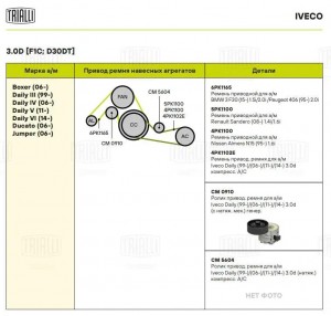 Ролик привод. ремня Iveco Daily (99-)/(06-)/(11-)/(14-) 3.0d (с натяж. мех.) ген CM 0910 TRIALLI
