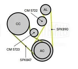 ролик натяжной с механизмом натяжения!\ Ford Kuga 08>, Volvo S40 2.4i/2.5i 04> CM 5722 TRIALLI