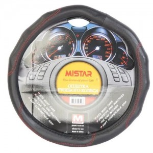 Оплетка руля (M) 37-39см черная со скошенным низом MISTAR MISFLAT17STW20BKM MISTAR