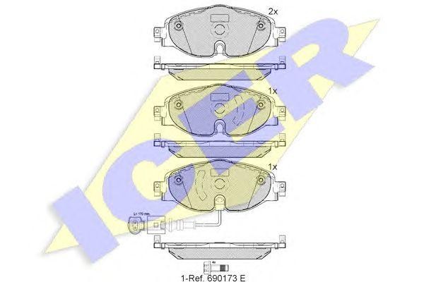 182111 колодки дисковые передние!\ A3, VW Golf VII 1.2TSI-1.8TFSI/2.0TDI 12> 182111 ICER