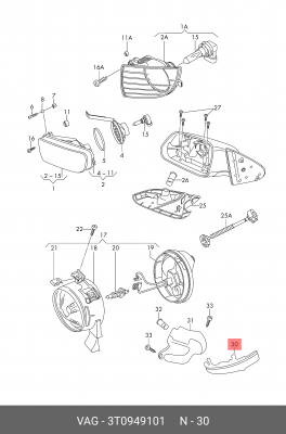 SKODA OCTAVIA (A5 1Z-) (2004>) ЛЕВЫЙ 3T0 949 101 VAG