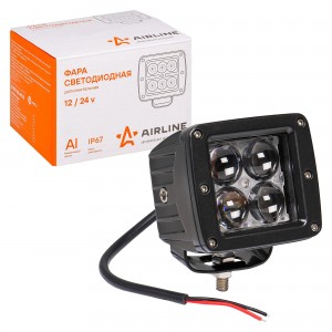 Фара светодиодная квадратная, 4 LED линза 4D, 12W (82х75х75) 12/24V (ALED008) ALED008 AIRLINE