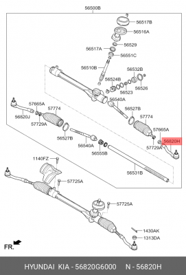 Наконечник рулевой тяги KIA Picanto (17-) левый OE 56820G6000 HYUNDAI KIA