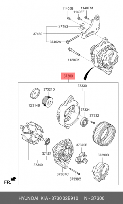 Генератор HYUNDAI Solaris (17-),Creta (17-) KIA Rio (17-) (1.4/1.6) OE 373002B910 HYUNDAI KIA
