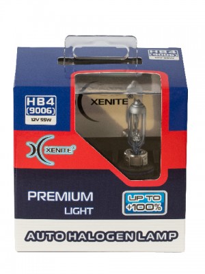 Лампа 12V HB4(9006) 55W P22d +100% 3600К бокс (2шт.) Premium XENITE 1007139 XENITE
