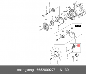 Натяжитель приводного ремня SSANGYONG Kyron (11-),Actyon Sports (11-),Rexton (11 6652000273 SSANG YONG