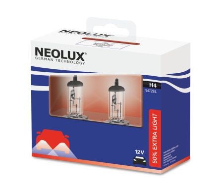 Лампа 12V H4 60/55W P43t +50% 1650/1000лм бокс (2шт.) Extra Light NEOLUX N472EL-2SCB NEOLUX