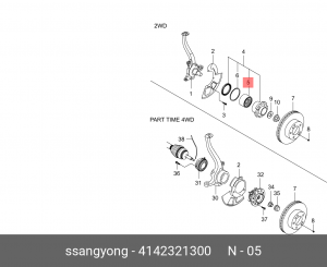 Подшипник ступицы SSANGYONG Actyon (06-),Kyron (05-),Stavic (13-) (2WD) передней 4142321300 SSANG YONG