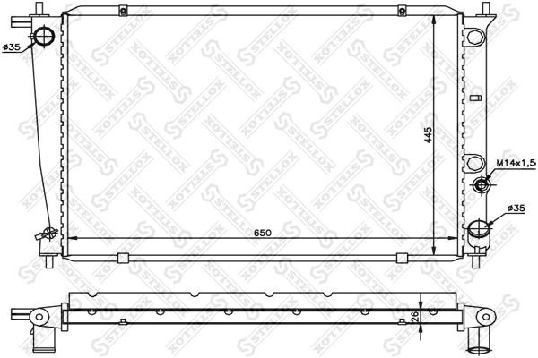 радиатор системы охлаждения!\ Hyundai H-1 2.5TD 97> 10-25184-SX STELLOX