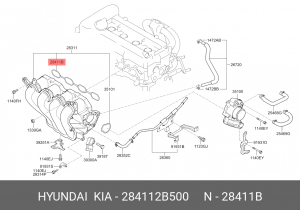 Прокладка впускного коллектора 28411-2B500 284112B500 HYUNDAI KIA