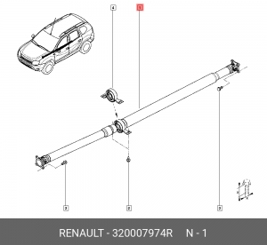 карданный вал! восст.\ Renault Duster 1.2-1.6 4WD 10> 320007974R RENAULT