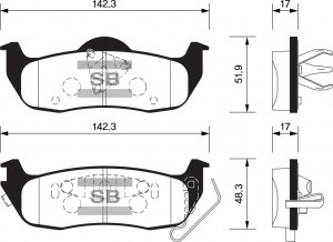Колодки тормозные NISSAN Titan (06-) задние (4шт.) SANGSIN SP1512 SANGSIN