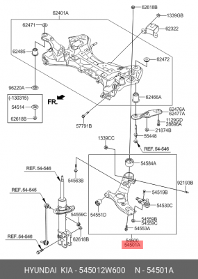 Рычаг подвески HYUNDAI Santa Fe (14-) передний нижний правый OE 54501-2W600 HYUNDAI KIA