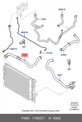 патрубок радиатора верхний!\ Ford Duratec HE 2.3 1798227 FORD