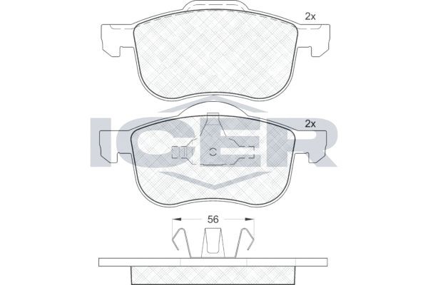 181297 колодки дисковые передние!\ Volvo S8098>/V70/S60 00>/C70 00-02/XC70 2.5D5 181297 ICER