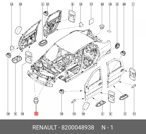 отбойник капота!\ Renault Logan/Sandero 1.4/1.6/1.5DCi 04> 8200048938 RENAULT