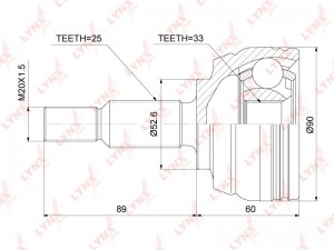 ШРУС наружный подходит для RENAULT Duster 1.5D-1.6 10 / Fluence 1.5D-2.0 10 / Me CO-3845 LYNXAUTO