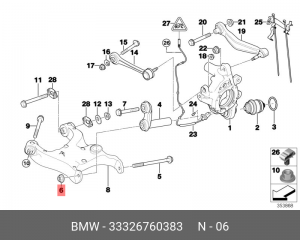 Гайка с буртиком самоконтрящаяся 33326760383 33 32 6 760 383 BMW