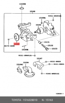 звездочка коленвала!\ Toyota Camry 2.4i 01>/Rav4 2.4i 05> 15163-28010 TOYOTA