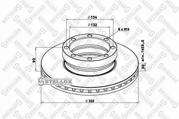 диск тормозной! 322/132x30/90 8n-M14\ FOTON BJ4189, Volvo FL6/608-615 85-00760-SX STELLOX