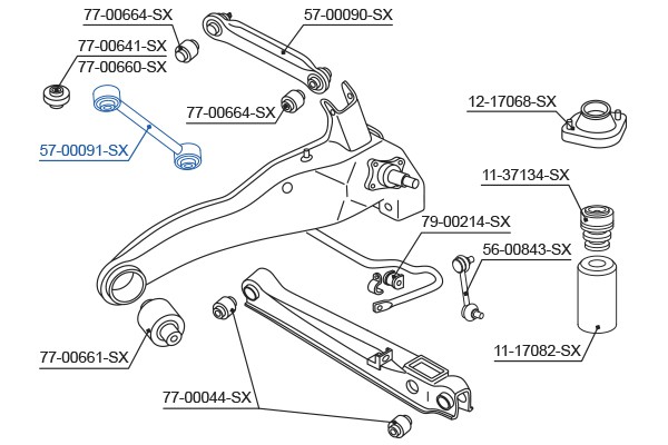 тяга схождения задней подвески!\ Mitsubishi Outlander 2.0/2.4 02> 57-00091-SX STELLOX