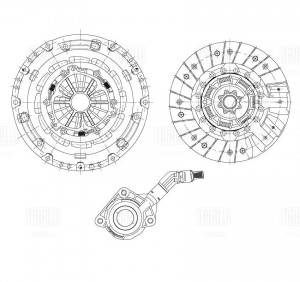 Комплект сцепления с компенсацией износа, с гидравлической муфтой дв. с двухмас. FR 1042 TRIALLI