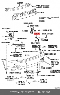 5215753070 КРЕПЛЕНИЕ БАМПЕРА 52157-53070 TOYOTA